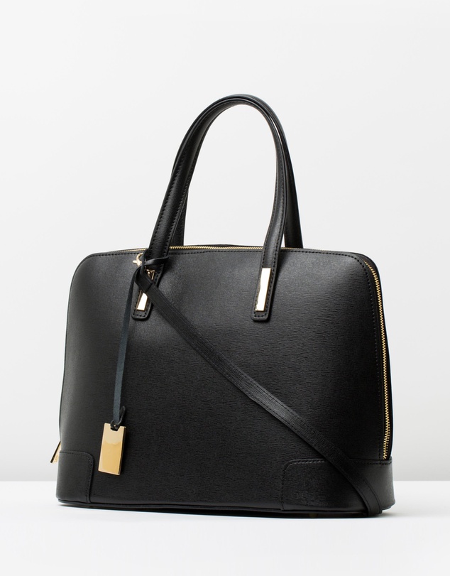 Klaros Black Leather Handbag - Ana Görsel