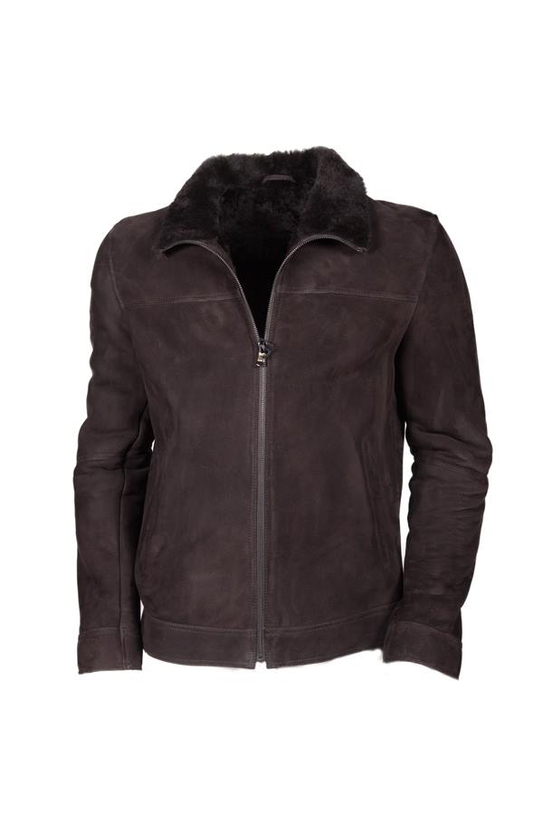 Men's Lining Fur Winter Leather Jacket - Ana Görsel