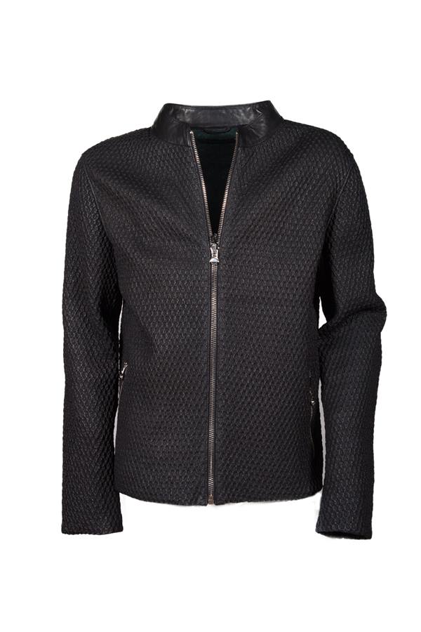 Men's Outer Printing Winter Leather Jacket - Ana Görsel
