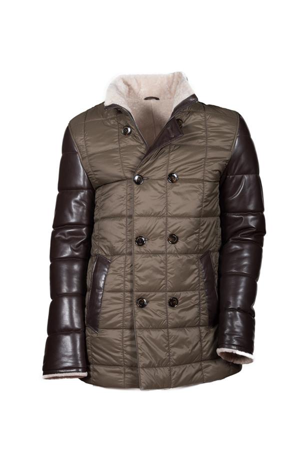 Men's Puffer Lambskin Fur Detail Jacket - Ana Görsel