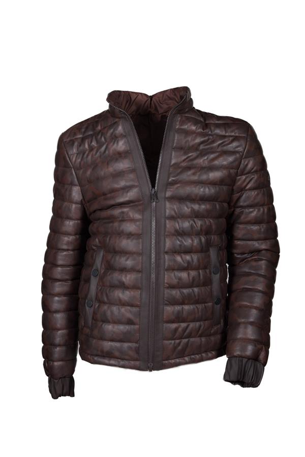 Men's Puffer Lambskin Jacket - Ana Görsel