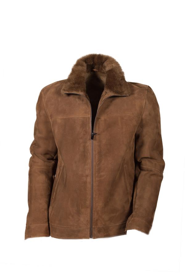 Men's Winter Suede Leather Jacket - Ana Görsel