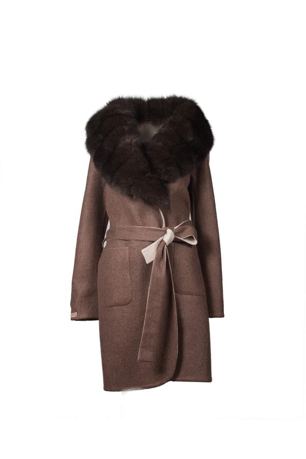 Women's Cashmere Real Mink Fur Collor - Ana Görsel