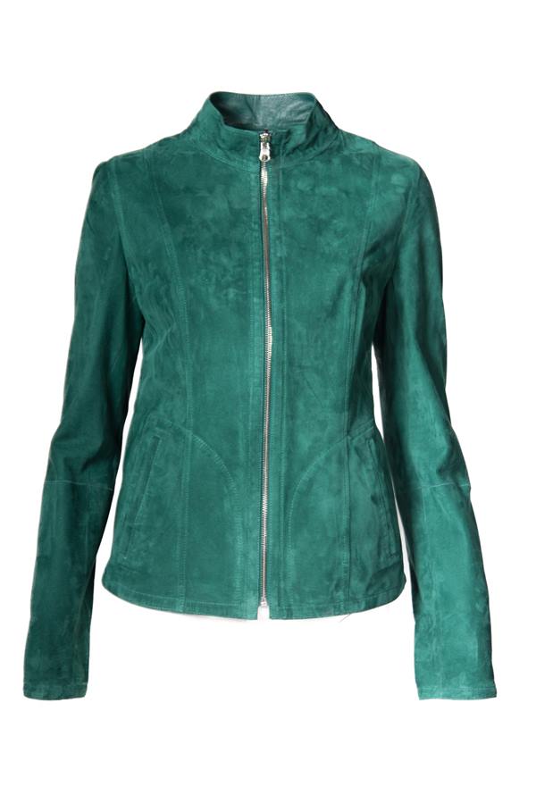 Women's Short Reversible Suede Leather Jacket - Ana Görsel